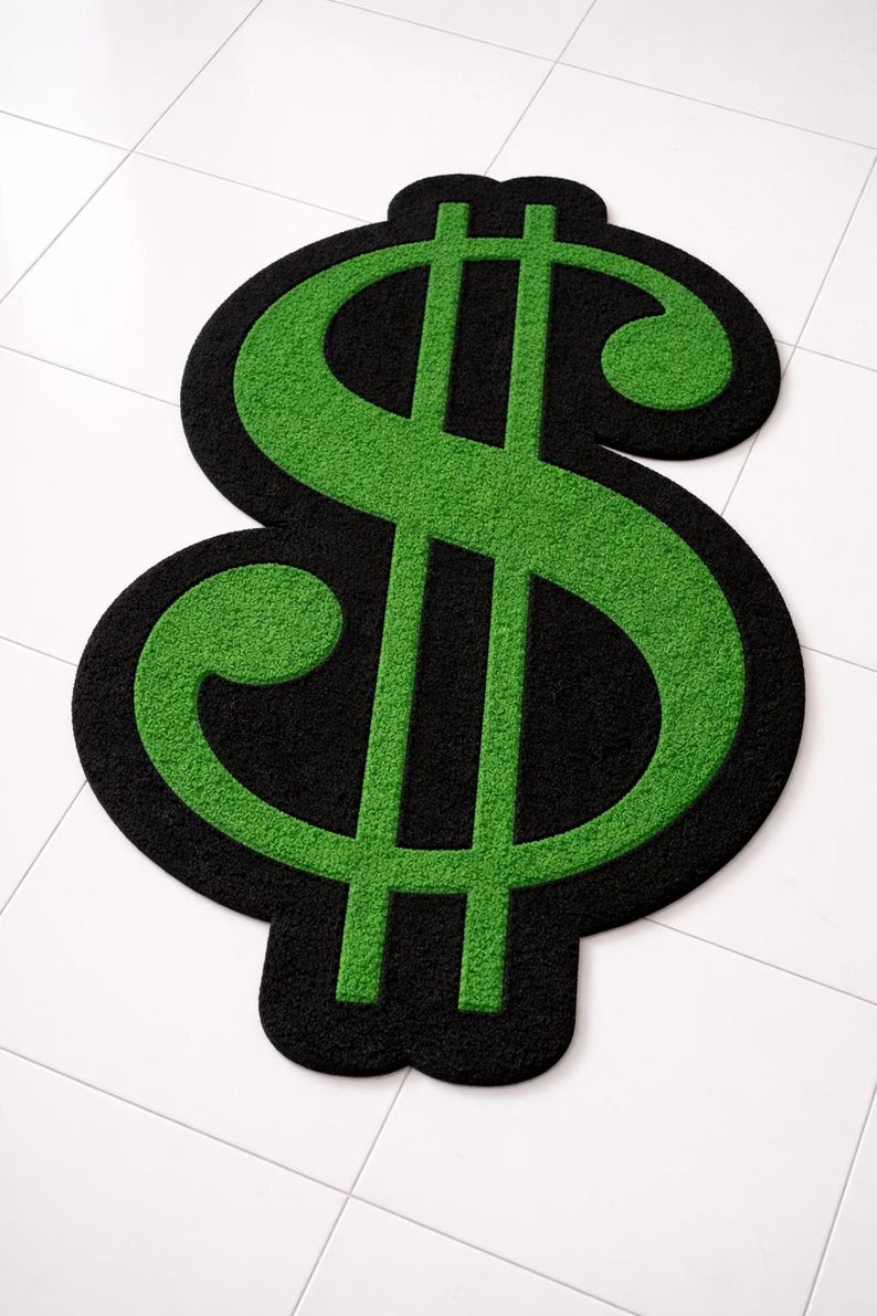 Dollar Sign Rug, Hand Tufted Money Symbol Carpet, Bold Street Style ...