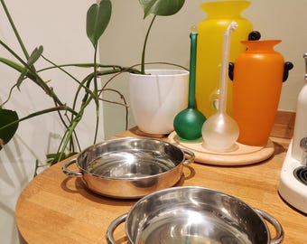 OPA OY Timo Sarpaneva Edelstahl 18-8 Auflaufform / Gratinpfanne Set mit zwei Servierschalen