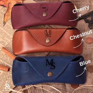 Custom Leather Glasses Case Men, Hard Sunglasses Case, Christmas Gift afbeelding 8