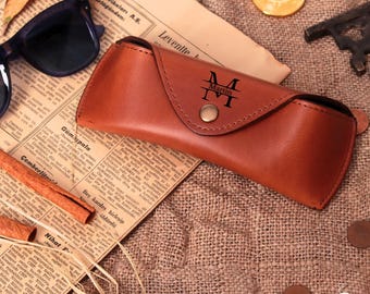 Custom Leather Glasses Case Men, Hard Sunglasses Case, Christmas Gift