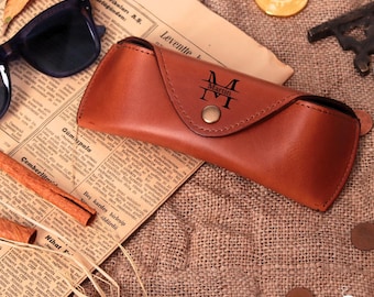 Personalized Leather Sunglasses Case: Handcrafted Protective Full Grain Glasses Case, Gift for Her