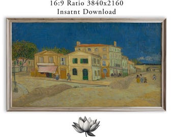Mediterranean Street Scene Frame TV Art, Vintage Yellow Buildings (Digital Download) 108
