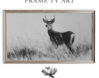 Monochrome Deer Sketch Samsung Frame TV Art: Woodland Decor (Digital Download) 2161