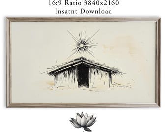 Bethlehem Star Nativity Frame TV Art, Rustic Holiday Decor (Digital Download) 2265