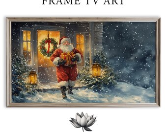 Vintage Santa Frame TV Art: Festive Holiday Scene (Digital Download) 2092