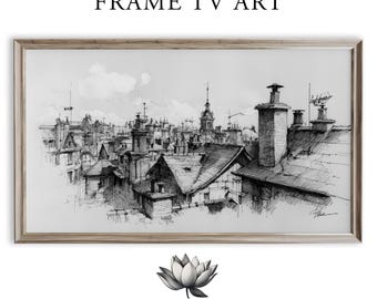 Panoramic Cityscape Rooftop Art for Samsung Frame TV (Digital Download) 2165