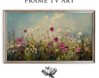 Spring Meadow Wildflower Frame TV Art, Cottagecore Landscape Painting (Digital Download) 1765