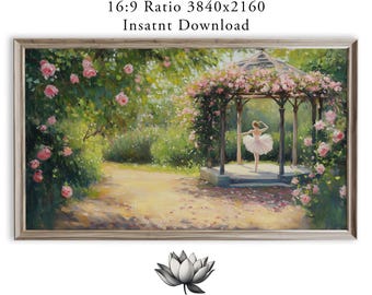 Graceful Ballerina in Pink Tutu Gazebo Painting Frame TV Art (Digital Download) 2273