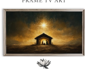 Classic Nativity Scene Frame TV Art, Starry Night Holiday Decor (Digital Download) 1944