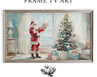 Classic Santa with Tree Christmas Samsung Frame TV Art (Digital Download) 2085