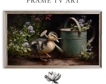 Rustic Duckling Samsung Frame TV Art, Cozy Cottage Scene (Digital Download) 2197