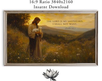 The Lord is My Shepherd Frame TV Art, Pastoral Image with Scripture (Digital Download) 114