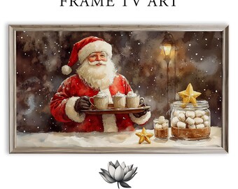 Jolly Santa Claus Frame TV Art, Cozy Festive Holiday Decor (Digital Download) 2093