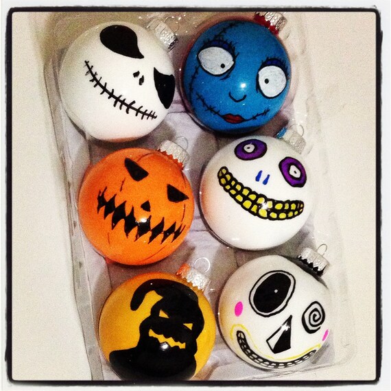 Items similar to Hand Painted Nightmare before Christmas Glass