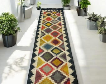 Loper vloerkleed van bohowol - natuurlijke vezels getextureerde gangmat - aardse handgeweven loper - duurzaam boho-huisdecoratie - zachtbeige
