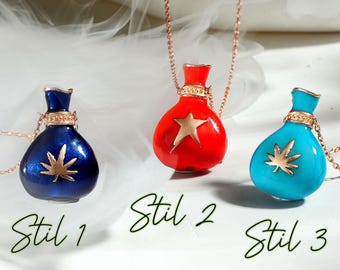 Witchy Potion Vial Pendant: Enamel Gothic Necklace, Sterling Silver