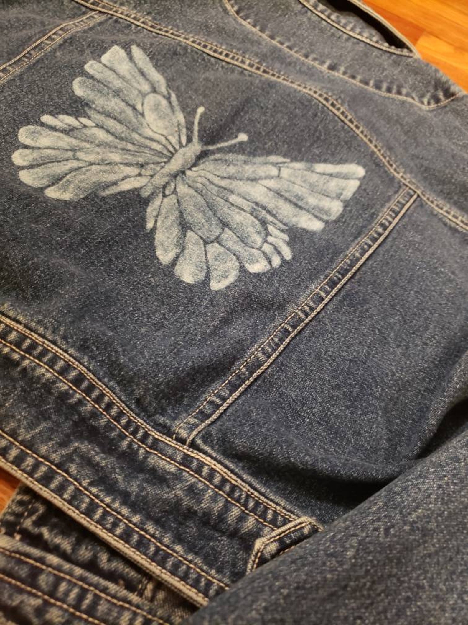 Jean Jacket Bleached Butterflies Gap Girls XL Etsy