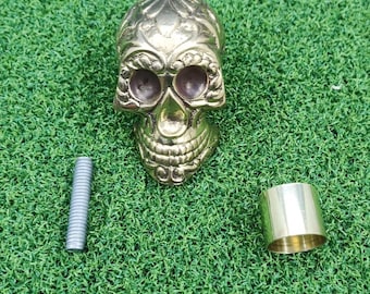 Solid Brass Skull Walking Stick Handle, Cane Topper (11 cm)