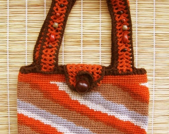 Striped Handbag With Beads