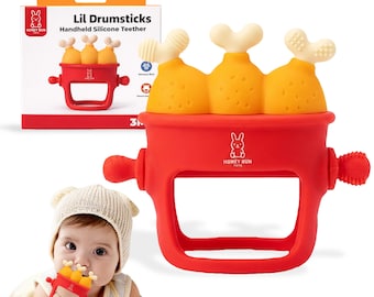 Giocattoli per la dentizione a forma di pollo fritto, ideati dai genitori da Honey Bun Toys