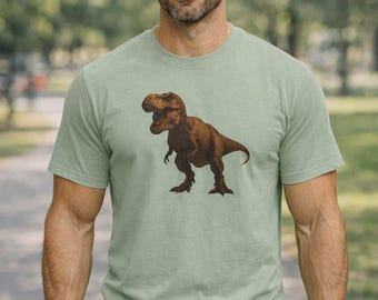Realistic T-Rex Shirt, Brown Tyrannosaurus Rex Graphic Tee, Dinosaur Lover Gift, Prehistoric Wildlife Art, Nature Science Tshirt, Retro Tee