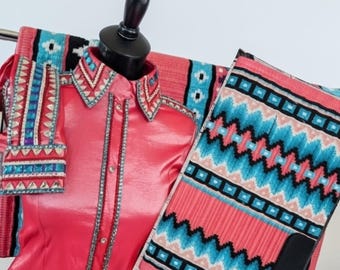 Bright Coral, Western Show Pad and Matching Show Shirt Combo