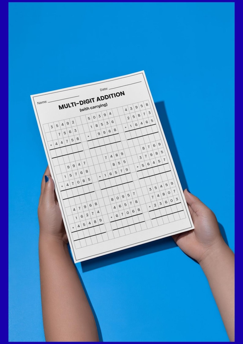 Grade 3-4 Vertical Addition Worksheets | Multi-digit Math Practice (PDF ...