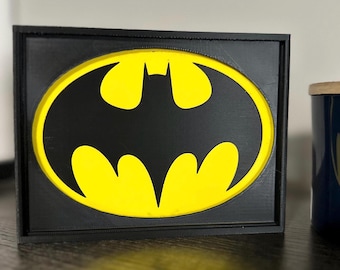 Bat Symbol Shadow Box | 3D Printed Decor | Silhouette Art | Comic Gift | Comic Decor