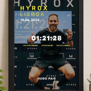 Cornice a scatola nera, formato A4 HYROX Finisher per poster con area di aggancio in velcro.