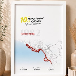Individuell gestaltetes Rennkartenposter, gerahmtes Marathon-Wandbild im A4-Format