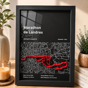 Medaillenpräsentationsrahmen, individuell gestaltete Streckenkarten-Schattenbox für den London-Marathon