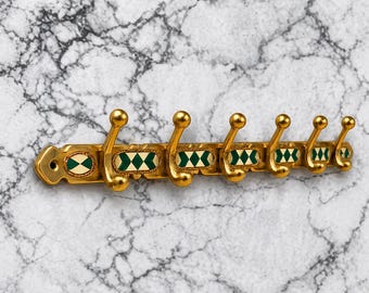 Brass Coat Hooks Rack – Vintage Moroccan Resin Inlay Wall Hanger