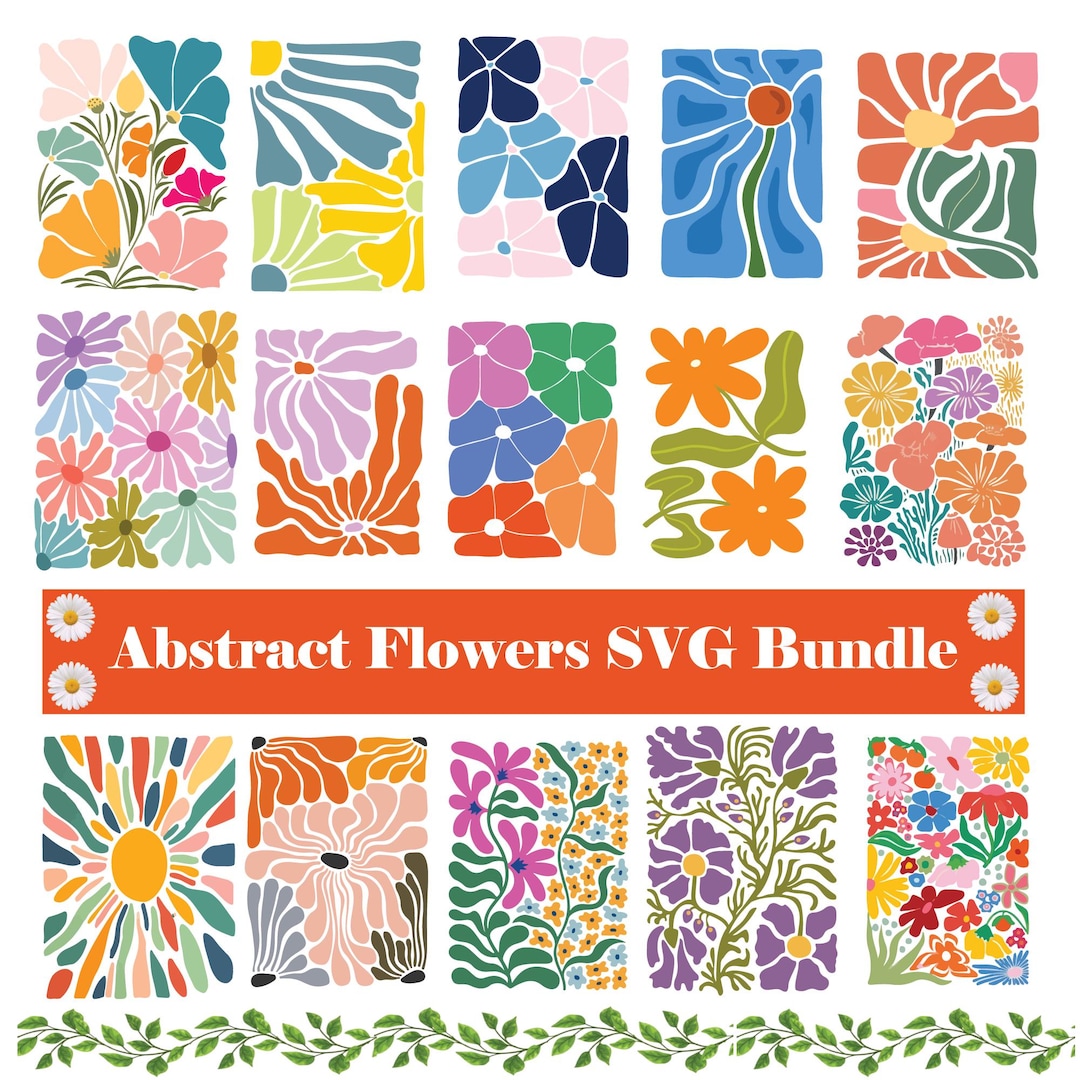 Abstract Flower SVG Bundle: Groovy Floral Designs (digital Download) - Etsy