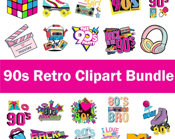 90s Design Bundle SVG Ai EPS PNG, Memphis Graphics, Nineties Nostalgia ...