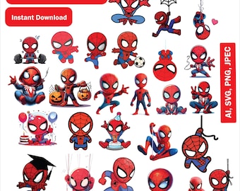 Set di adesivi in vinile di Spiderman: adesivi impermeabili per laptop (download digitale)
