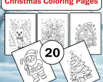 Christmas Coloring Pages: 20 Festive Designs (Digital Download)