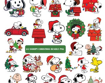 Snoopy Weihnachten PNG Clipart Bundle: Festlicher Cartoon Hund (Digitaler Download)