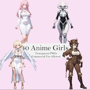 40 Anime Girl PNGs | Anime Clipart | Digital Download | Commercial Use