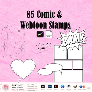 Webcomic Layout Kit Brushes for Procreate | Comic Panel Borders, Speech bubbles