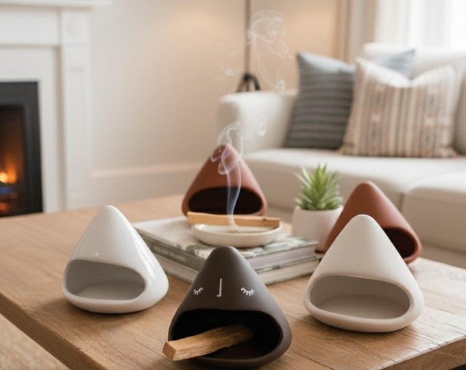 Ceramic Palo Santo Holder - Chimney Burner For Meditation &Aromatherapy, Minimalist Incense Holder, Unique Gift
