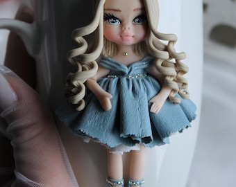 Polymer Clay Doll Mug: Unique Ceramic Coffee Cup, Girl Figurine