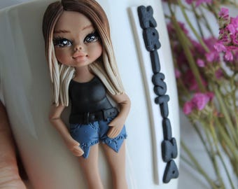 Personalized Girl Mug: Custom Handmade Ceramic Cup