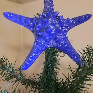 Boomtopper verlichte kerstverlichting zilver glitter goud aquablauw zeesterornament kerstboomtopper engeltopper verlichte topper