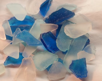 Ocean Sea Glass Mix Bulk Beach Glass Bulk 1/2 lbs to 3 lbs white,clear,light aqua/turquoise ice   blue mix Tumbled Glass