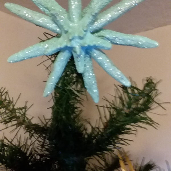 Tree Topper Gold Glittered Sale Silver Aqua Blue starfish ornament Christmas Tree Topper Angel topper FREE US SHIPPING