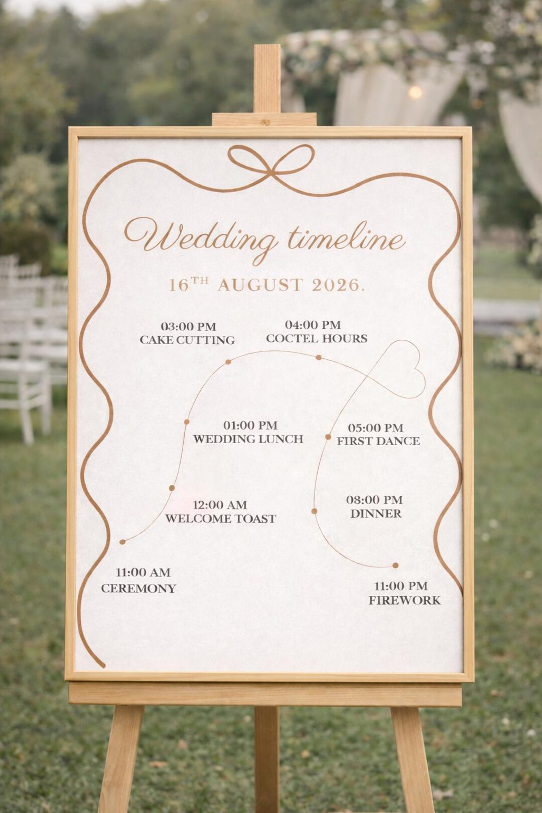 Wedding Timeline Sign Printable Elegant Minimalist Reception Schedule ...