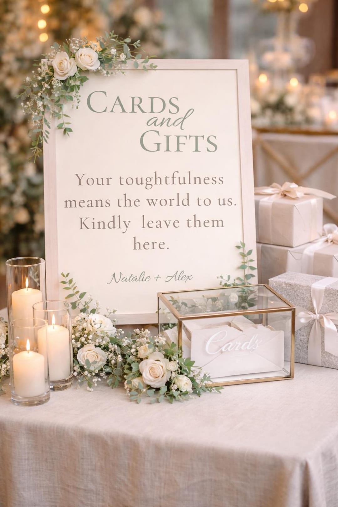 Greenery Wedding Cards & Gifts Sign, Editable Canva Template - Etsy