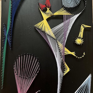 Abstract String Art | Modern Geometric Wall Decor | Handmade Thread Art | Contemporary Art for Home | Colorful Nail Art&quot;