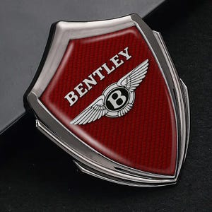 Bentley 3D Metal Shield Emblem Logo Domed Glossy Epoxy Resin Car Badge, Handmade Decal for Fender, Door, Boot Window, Custom Car Accessories