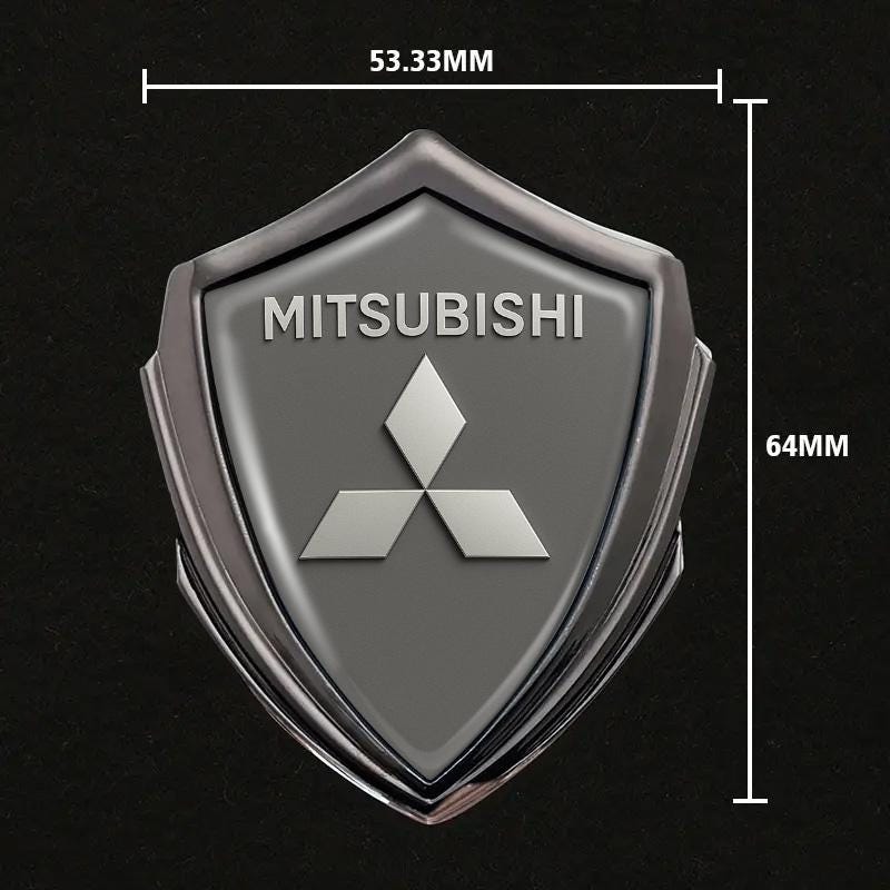 MITSUBISHI エンブレム シルバー Mitsubishi 3D Metal Shield Emblem Logo Domed Glossy Epoxy Resin